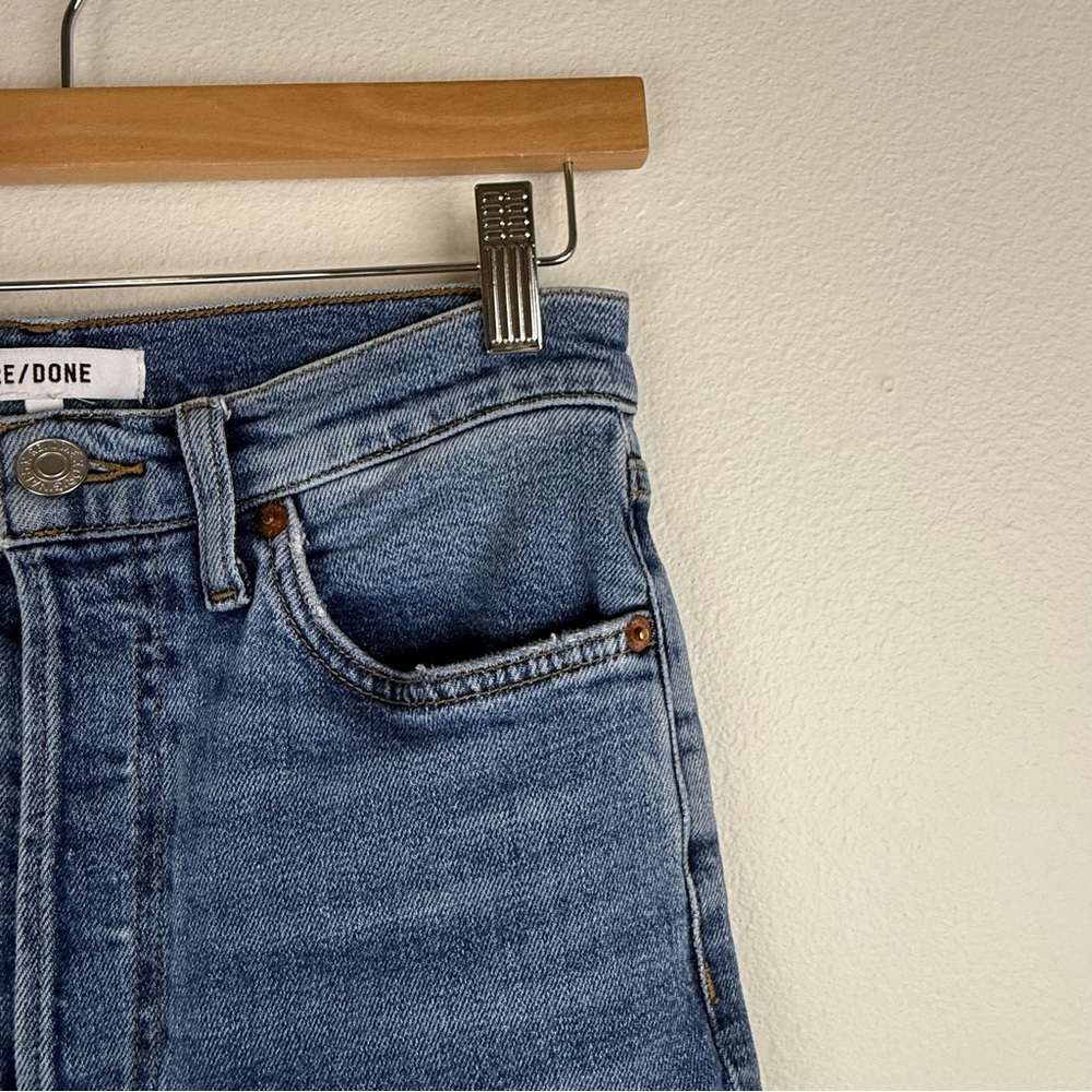 RE/DONE Ultra High Rise Stove Pipe Denim Jeans Vintage Indigo Destroyed Women 27 - Picture 5 of 12